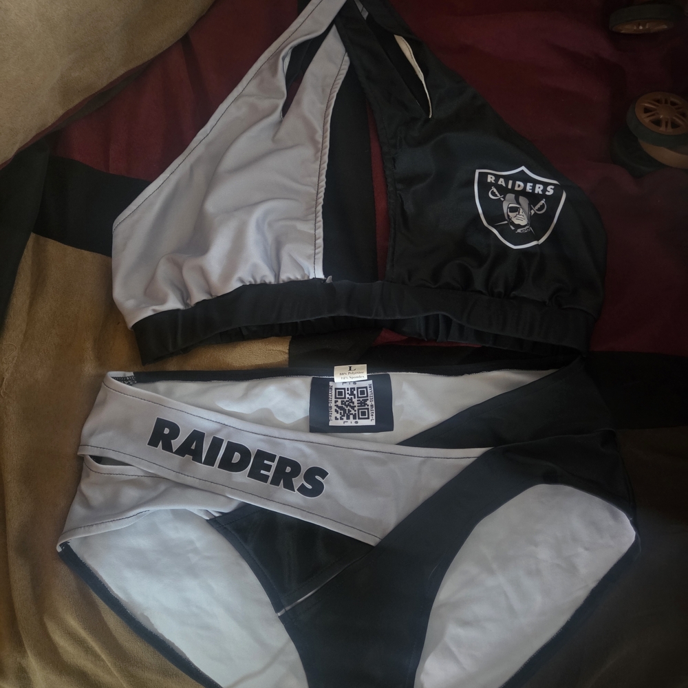 NFL Raiders Black and Gray Bikini